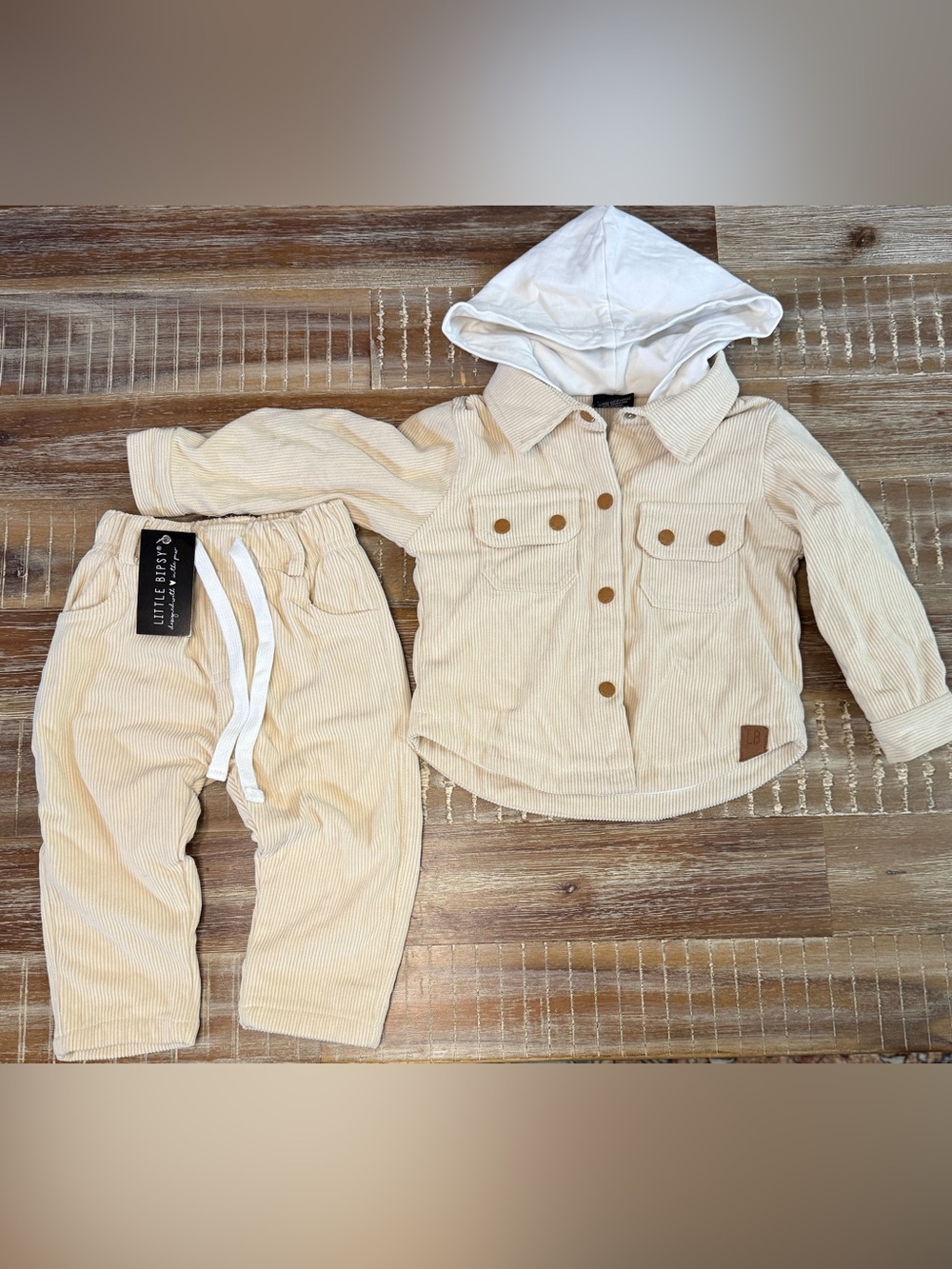 Little Bipsy matching set lined joggers and button jacket size 12-18 months